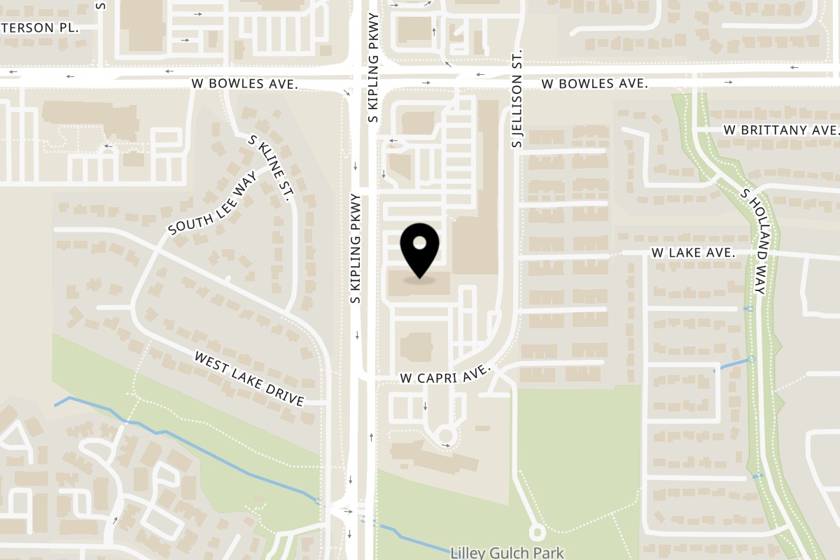 Map showing the location of Stuboy's BBQ & Catering on 6004 S Kipling Pkwy in Littleton