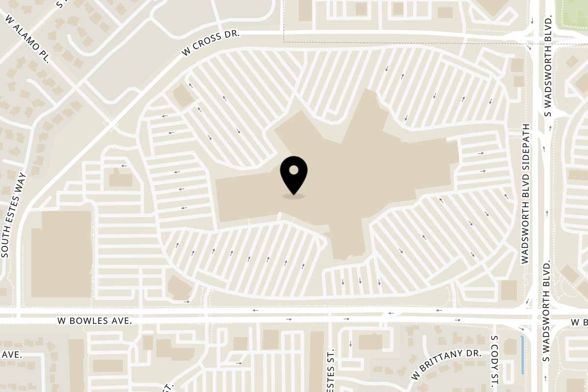 Map showing the location of Stuboy's BBQ & Catering on 8501 W Bowles Ave #2020 in Littleton